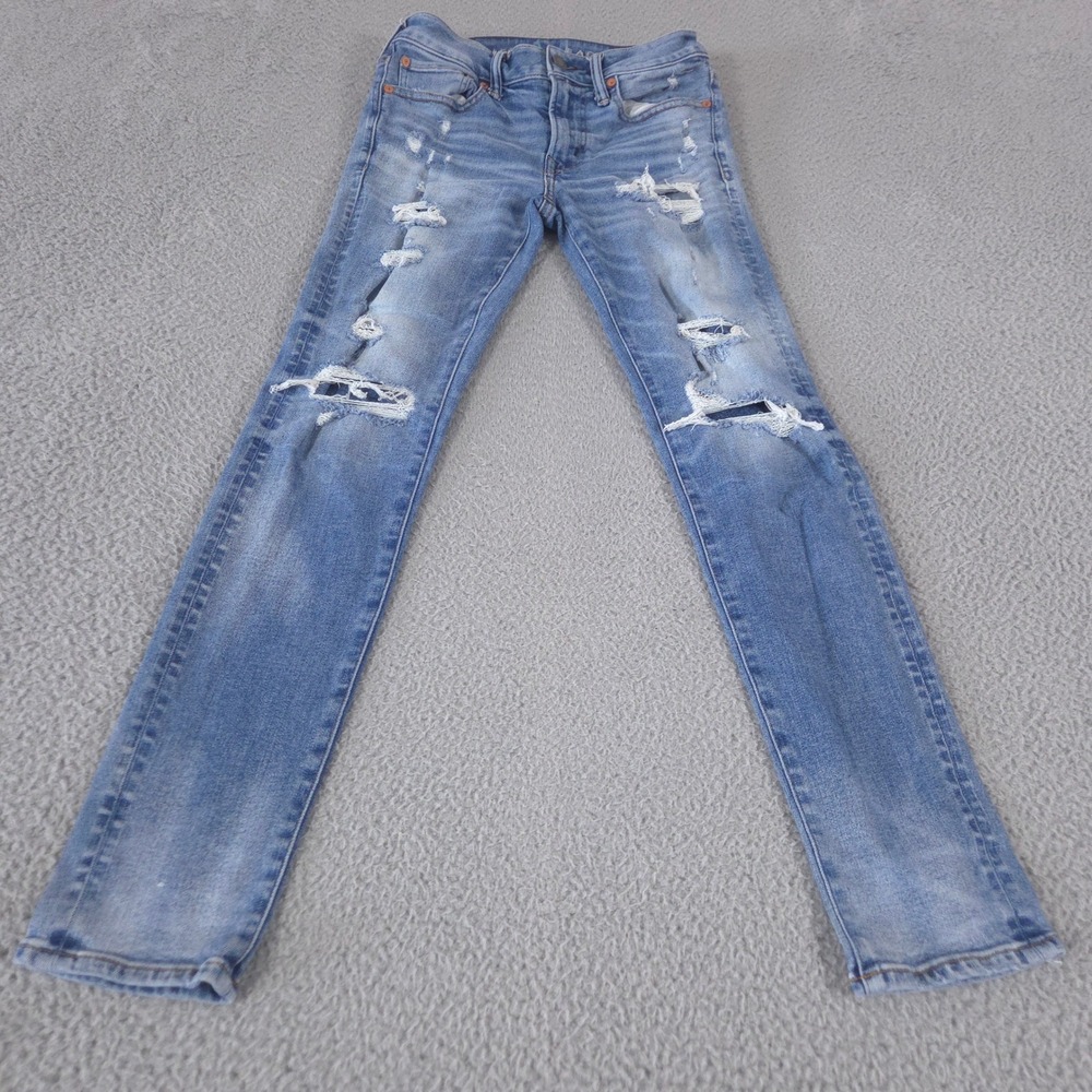American Eagle Jeans Mens 29x30 Blue‎ Skinny Distressed Next Level Flex Denim